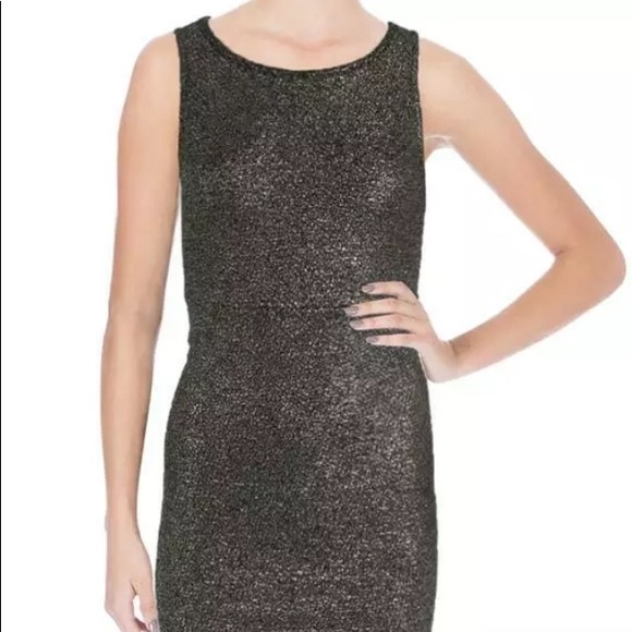 Aqua Gold Metallic Cut Out Body Con Party Dress - Picture 3 of 7